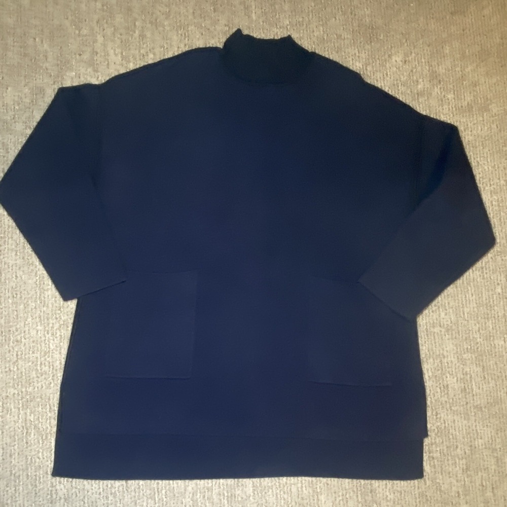 Chicos Womens 3 XL Knit Oversized Tunic Sweater Mock Neck Quiet Luxury Old Money